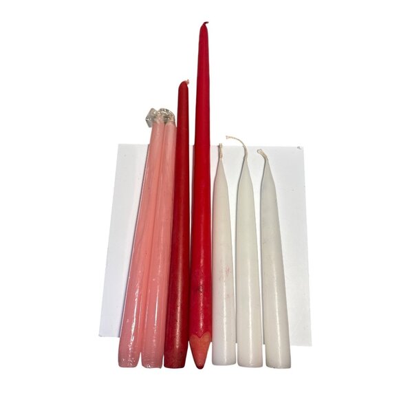 Blush Pink Red White Taper Candle Set Unscented Various Sizes - Picture 1 of 5